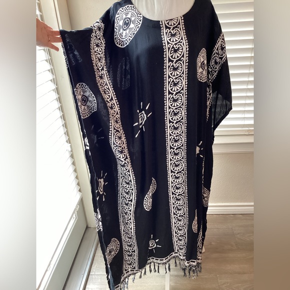 Sante Classics Black & White Kaftan Swim Cover One Size - Picture 5 of 10